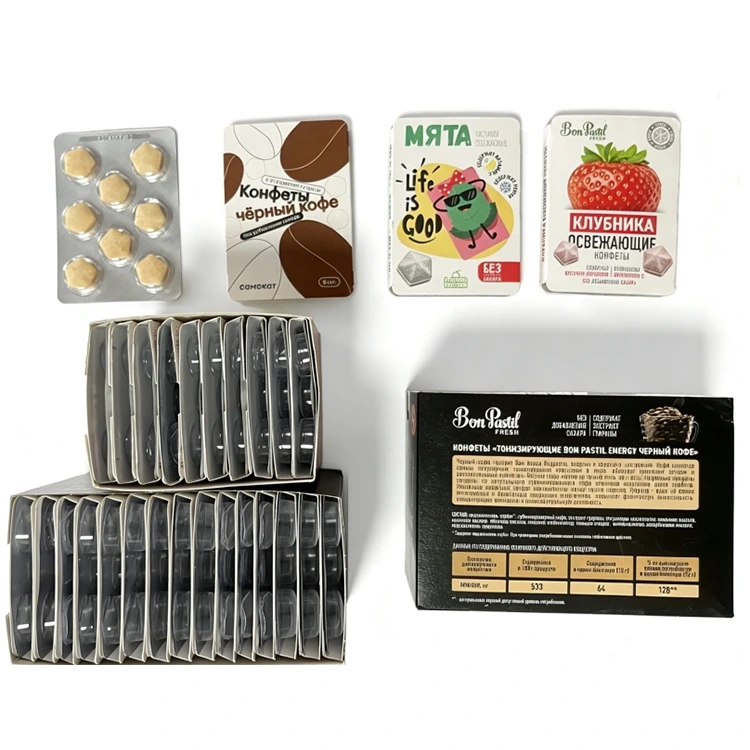 Rusland bedrijf ----- Automatische koffiesuikerblister met doosverpakkingsmachine van verschillende grootte